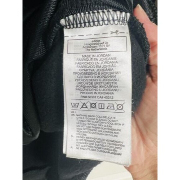 Adidas Men Hoodie Small Black Logo Spellout Aeroready Fleece Pullover GUC - Picture 9 of 9